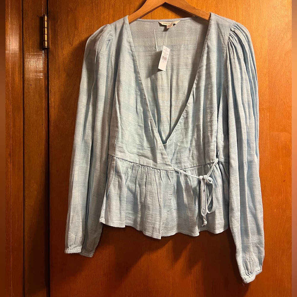 NWT American Eagle Wrap Blue Blouse
